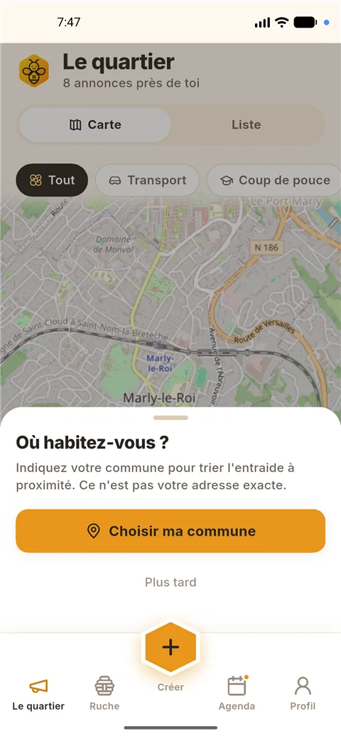 Dialogue neerbee « Où habitez-vous ? » : choisir sa commune pour trier l’entraide, ou Plus tard