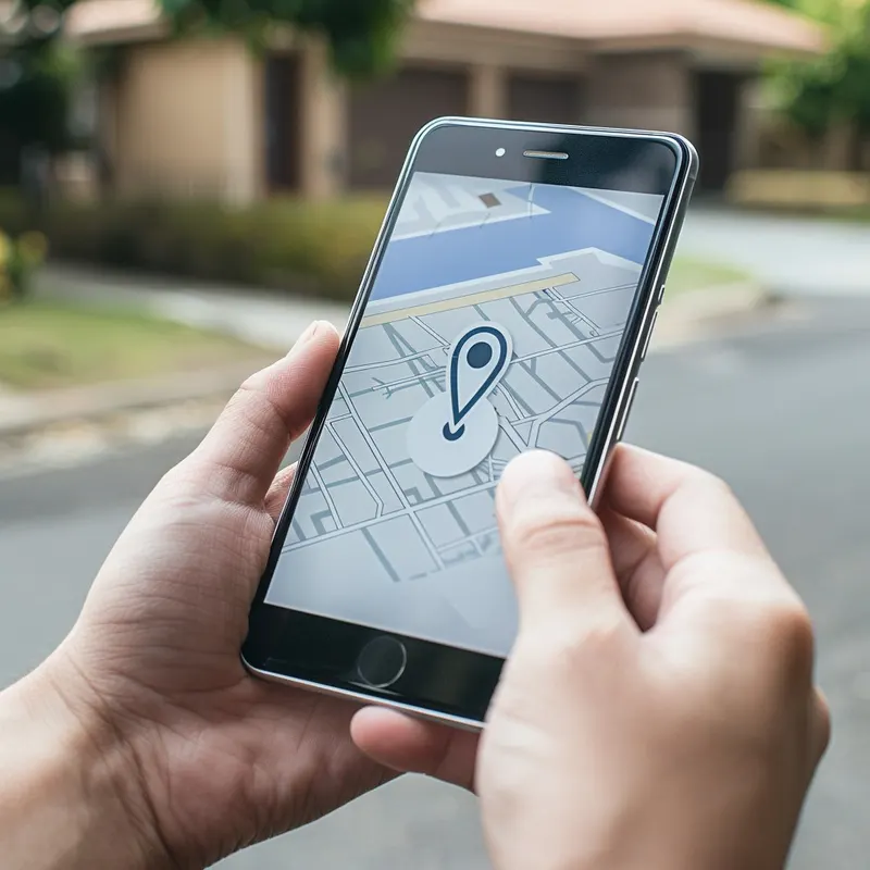 Un téléphone montre un point de rendez-vous sur un plan de quartier